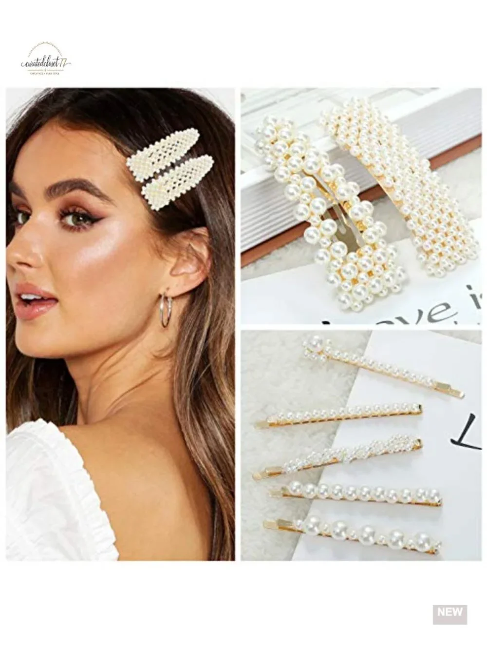 18 Pcs Pearl Hair Clips Large Barrette Fashion Clips for Women